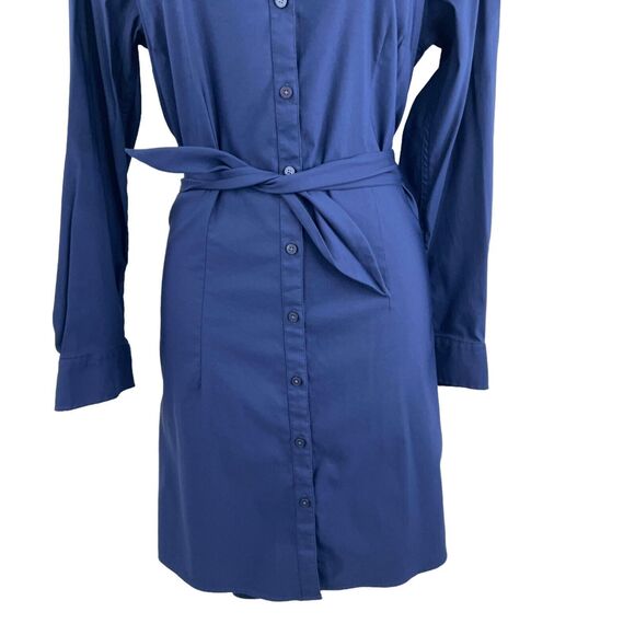 UNTUCKIT Women's Angela Shirt Dress Long Sleeve Blue Stretch Cotton Size 10 - Picture 4 of 16